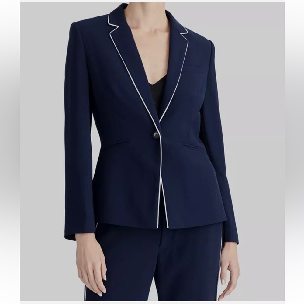RACHEL Rachel Roy Navy Blazer with White Piped Trim